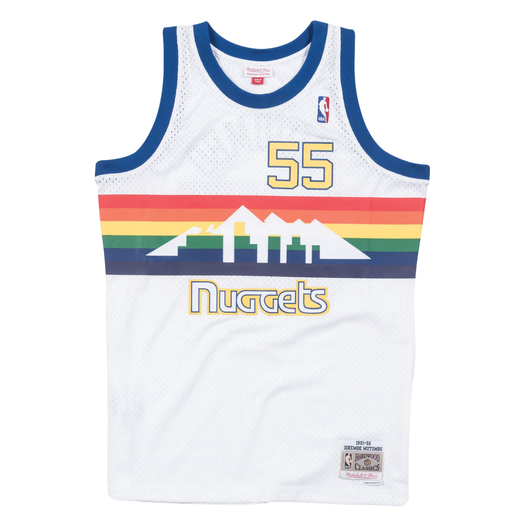 M&N Denver Nuggets Dikembe Mutombo Swingman Jersey (1991-92/Home)
